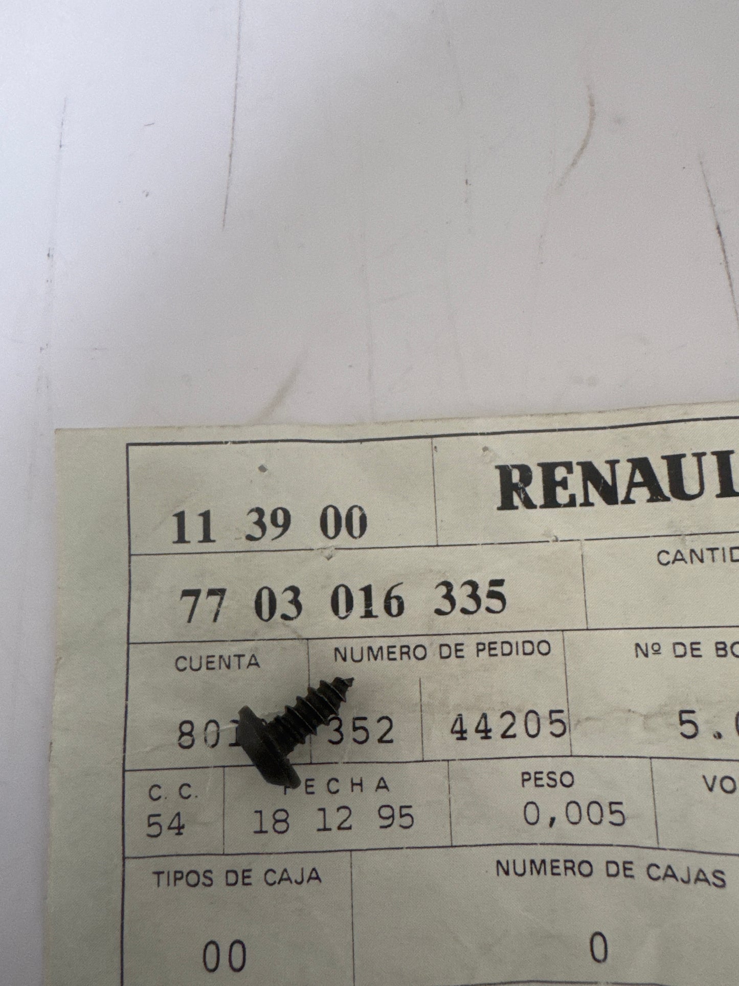 7703016335, TORNILLO, Renault