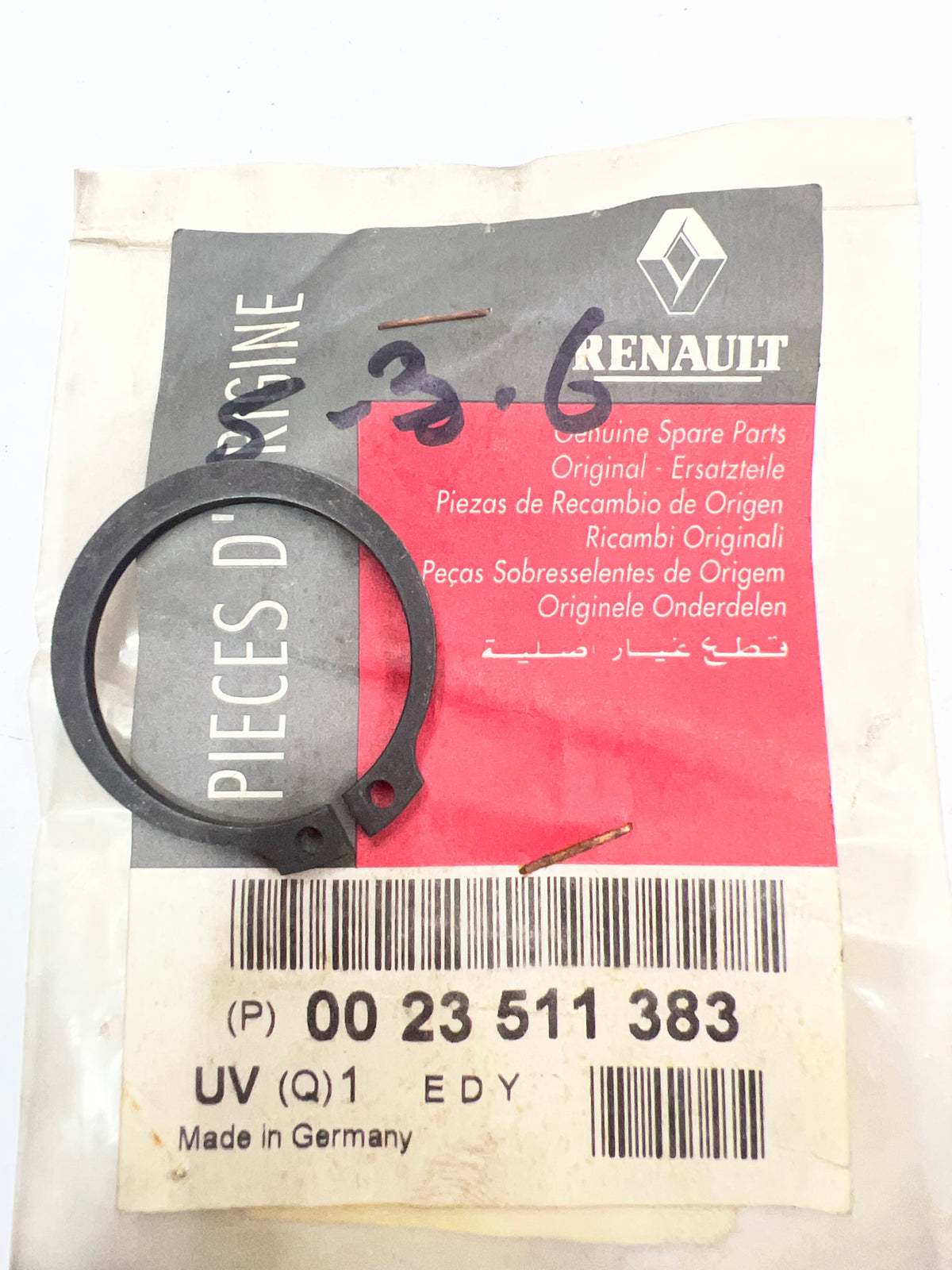 Anillo elástico de retención Renault 0023511383