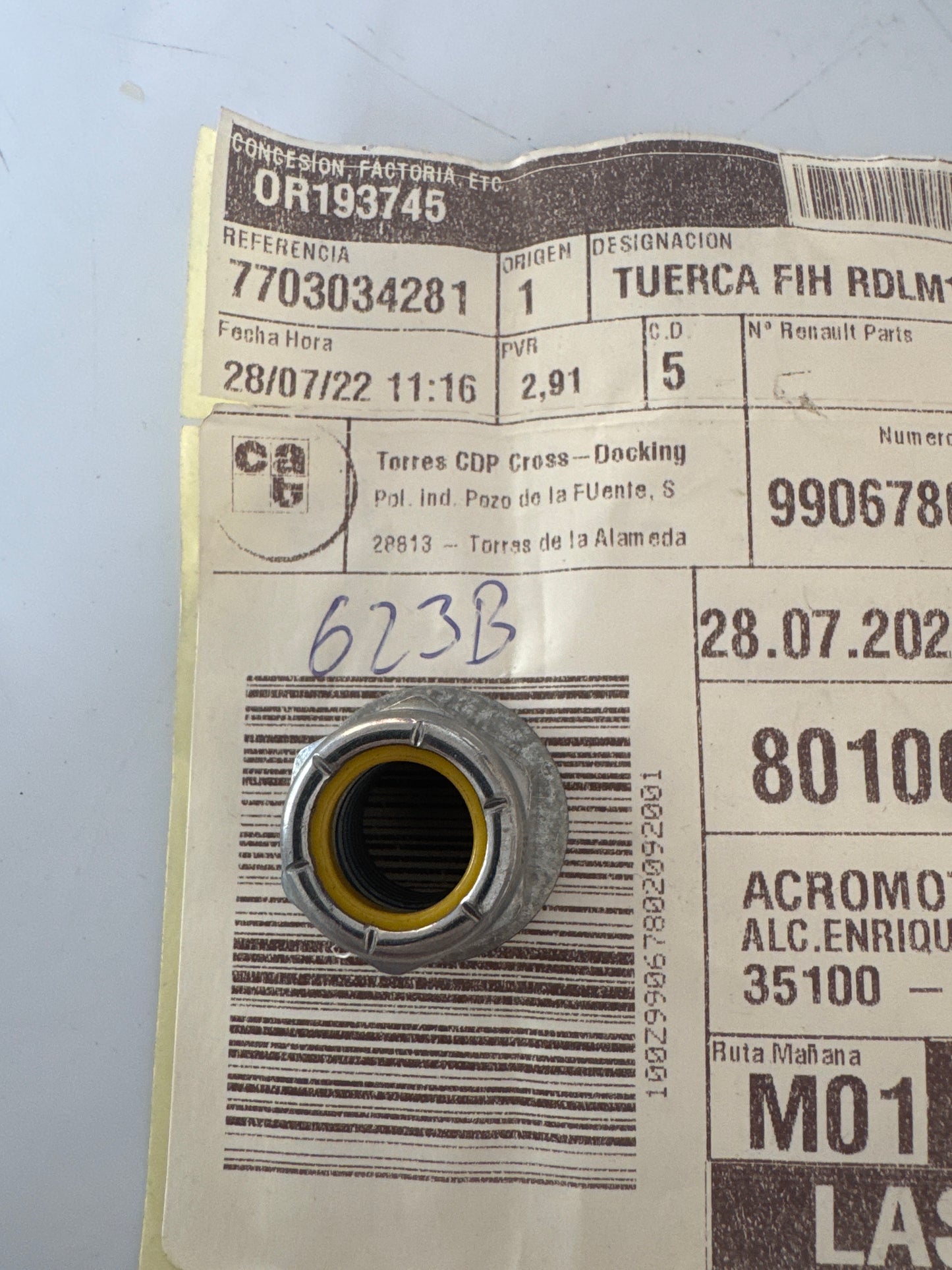 7703034281, TUERCA FIH RDLM12, Renault