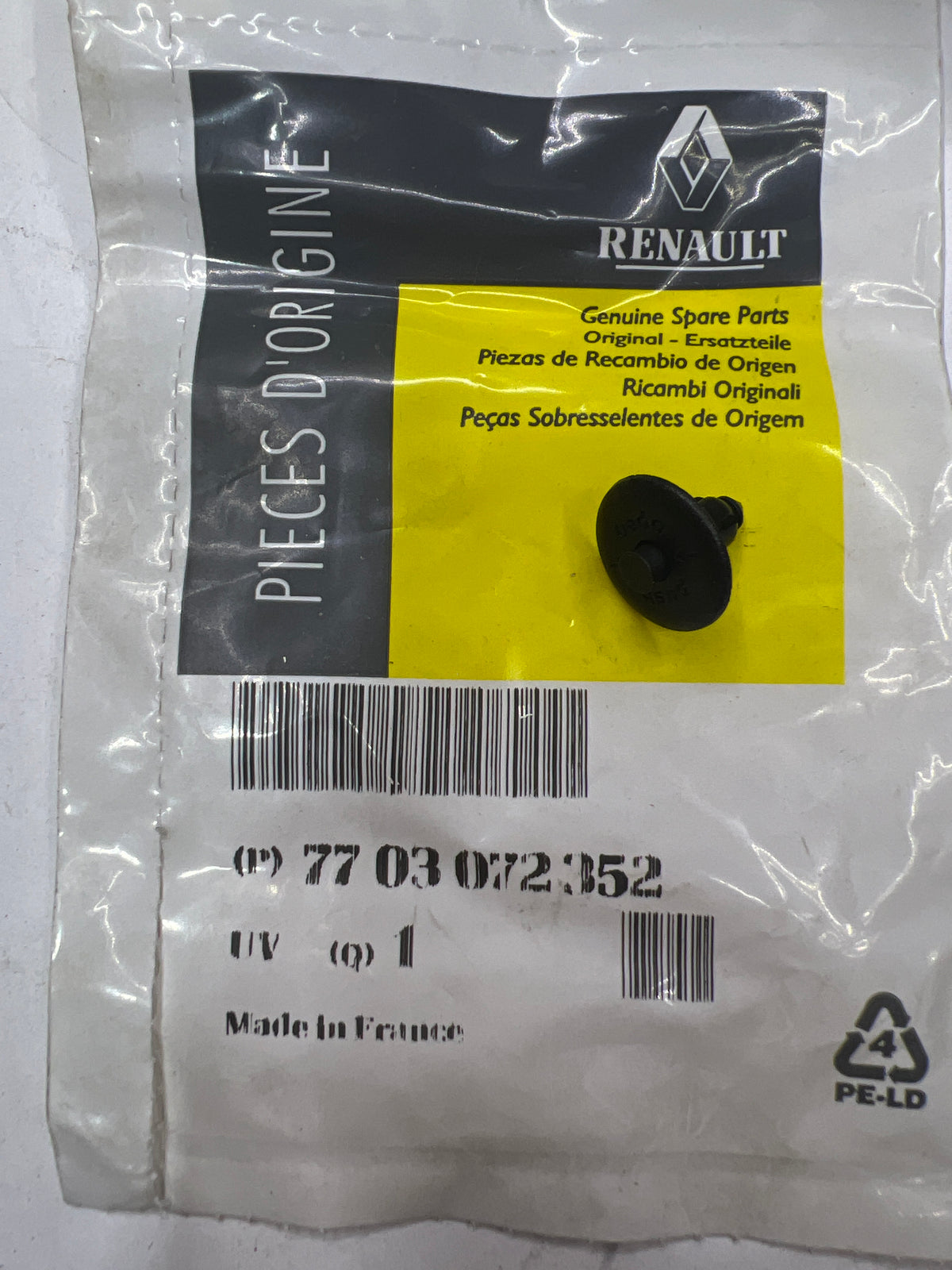 Grapa de plástico Renault 7803072352
