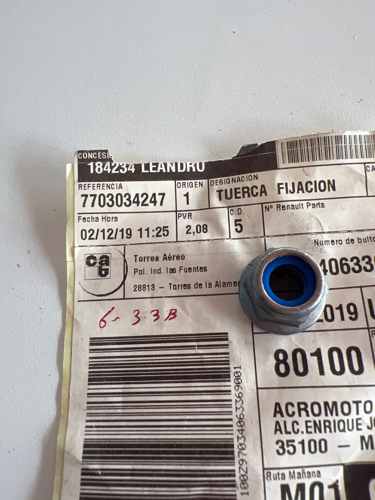 7703034247 Tuerca RENAULT
