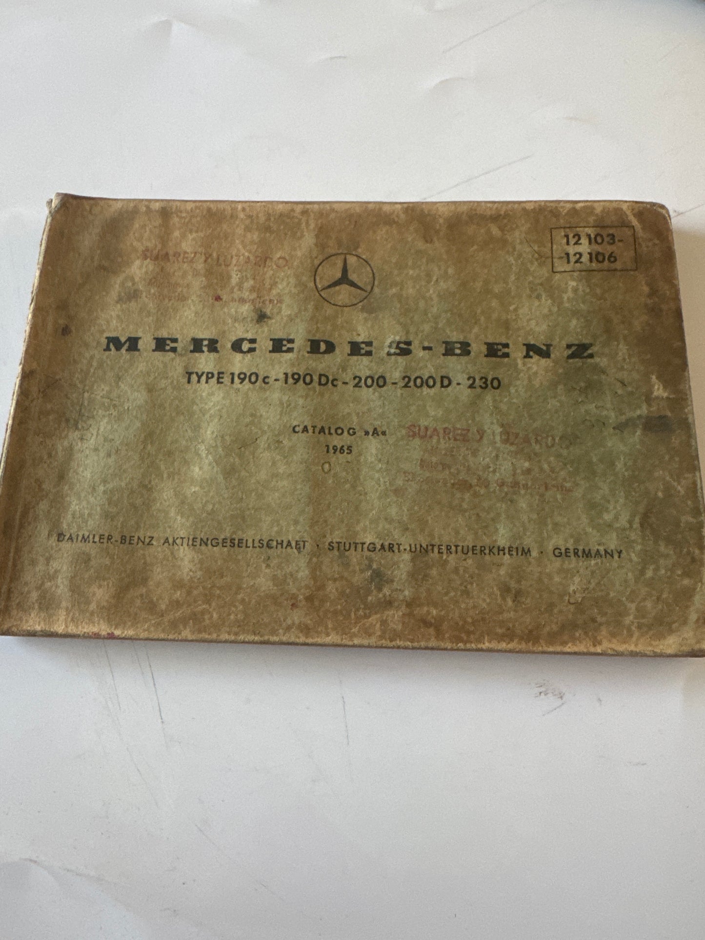 Mercedes-Benz. Type 190C- 190Dc- 200- 200D- 230. Edición A 1965. 12103/12106