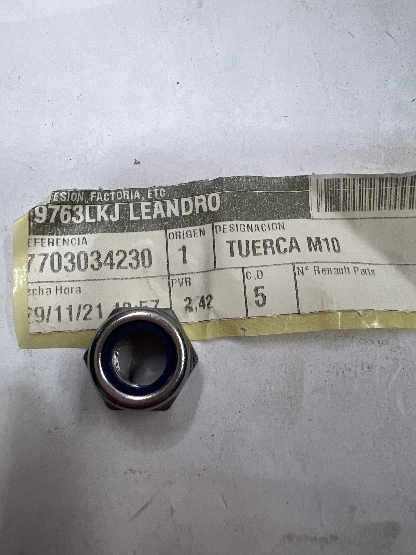 7703034230 TUERCA M10 RENAULT