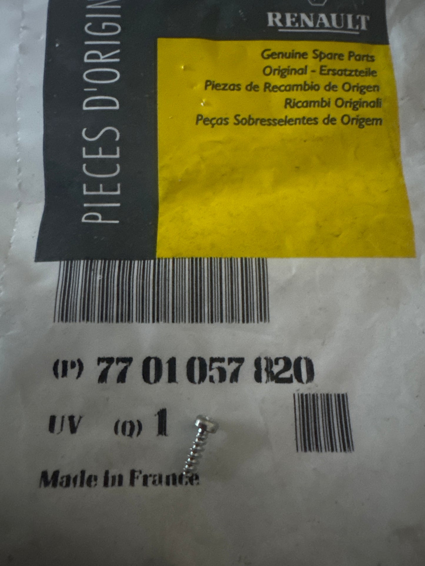 7701057820, TORNILLO PLAST., Renault