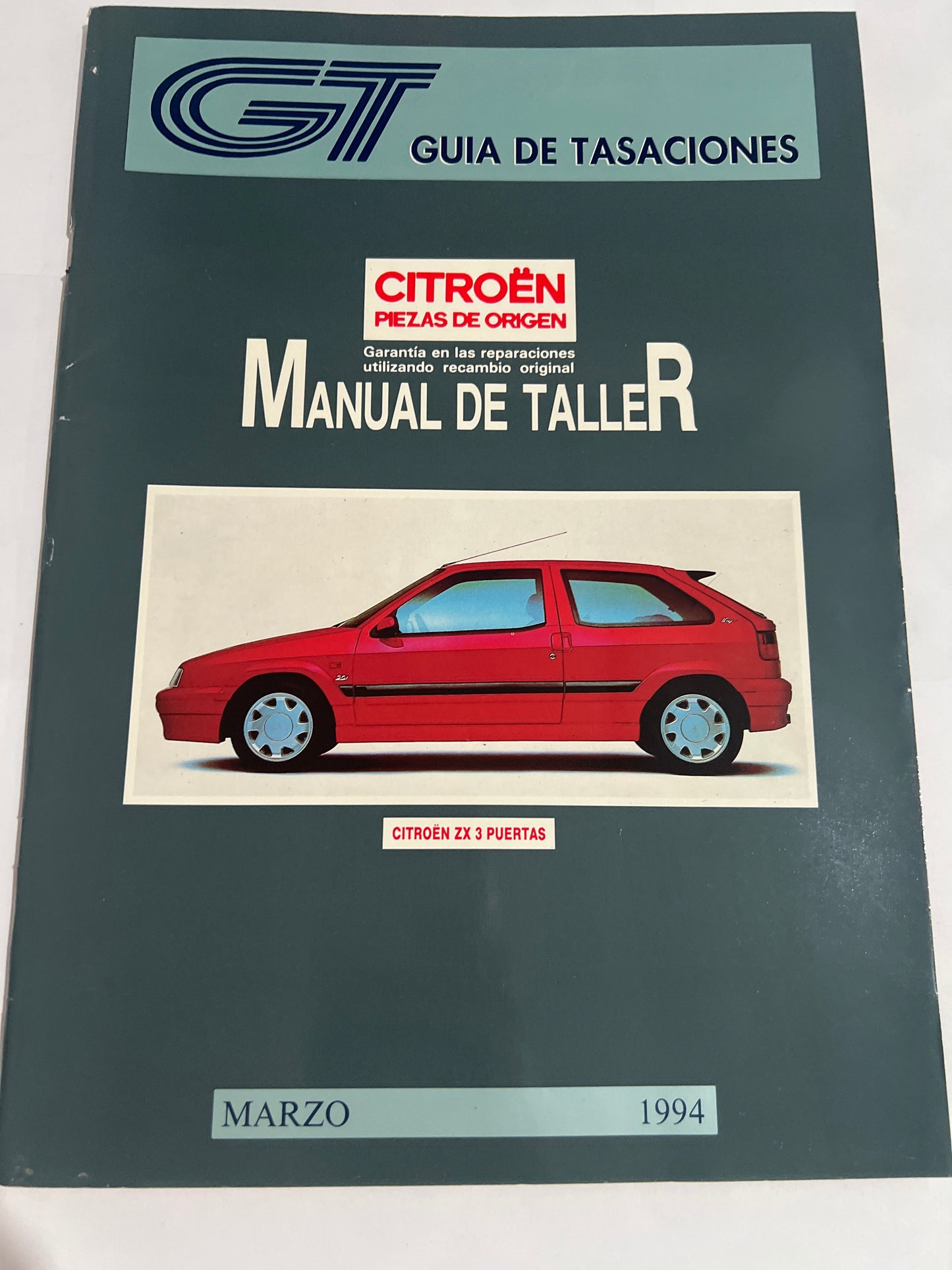Guía de tasaciones Citröen ZX tres puertas. Manual de taller marzo. 1994.