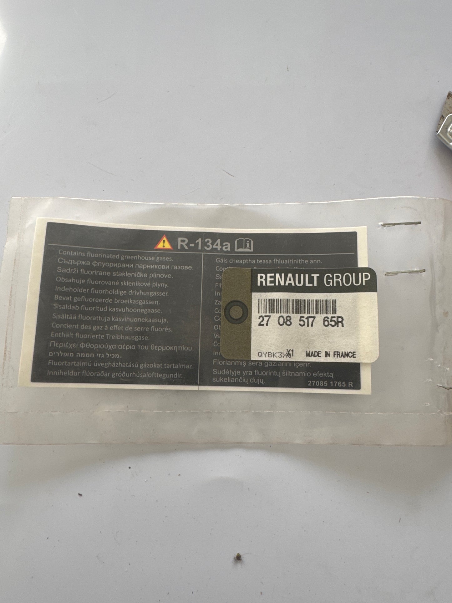 270851765R, ETIQUETA AIRE ACONDICIONADO, Renault