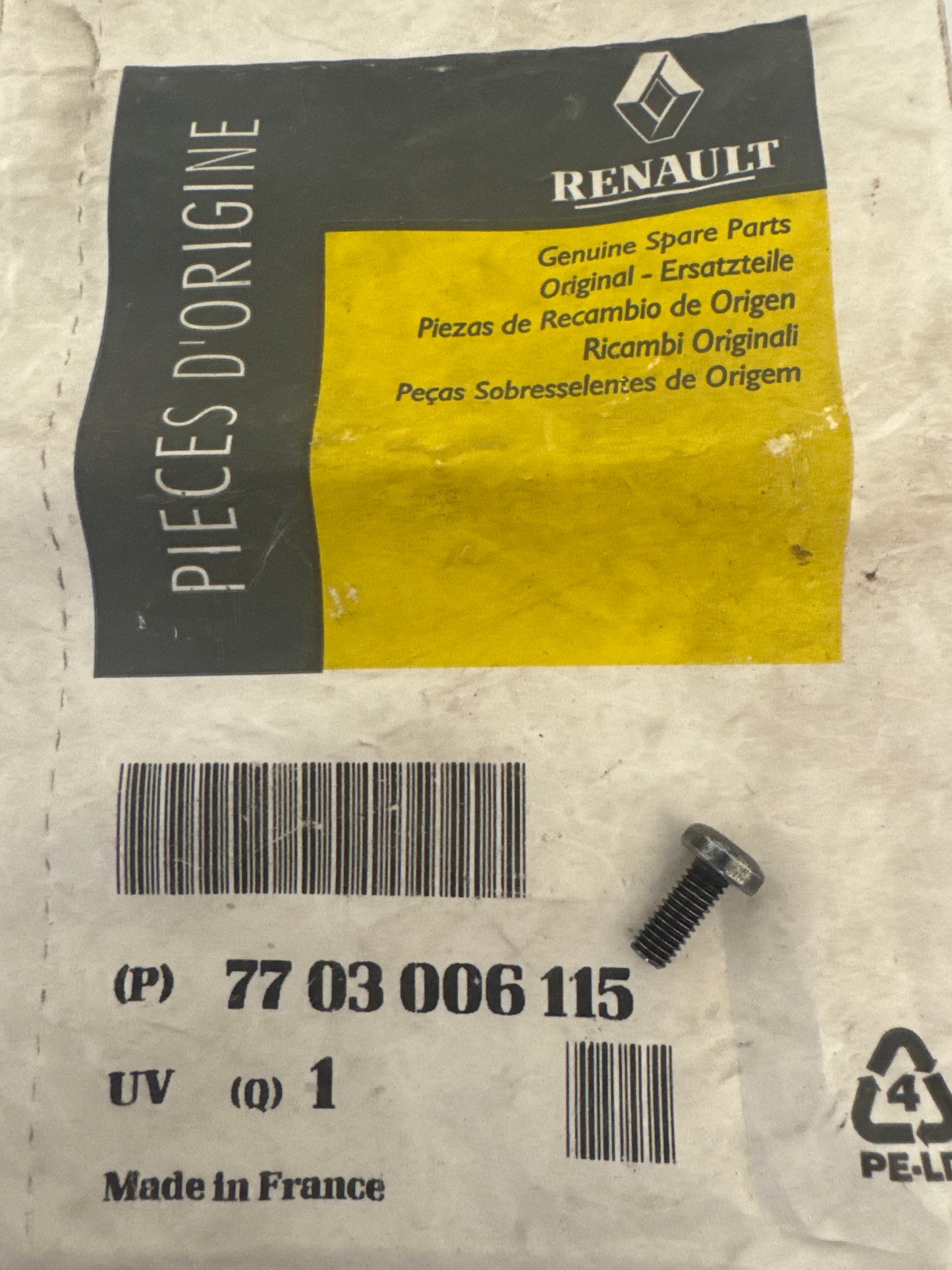 7703006115, 1=30 TORNILLOS, Renault