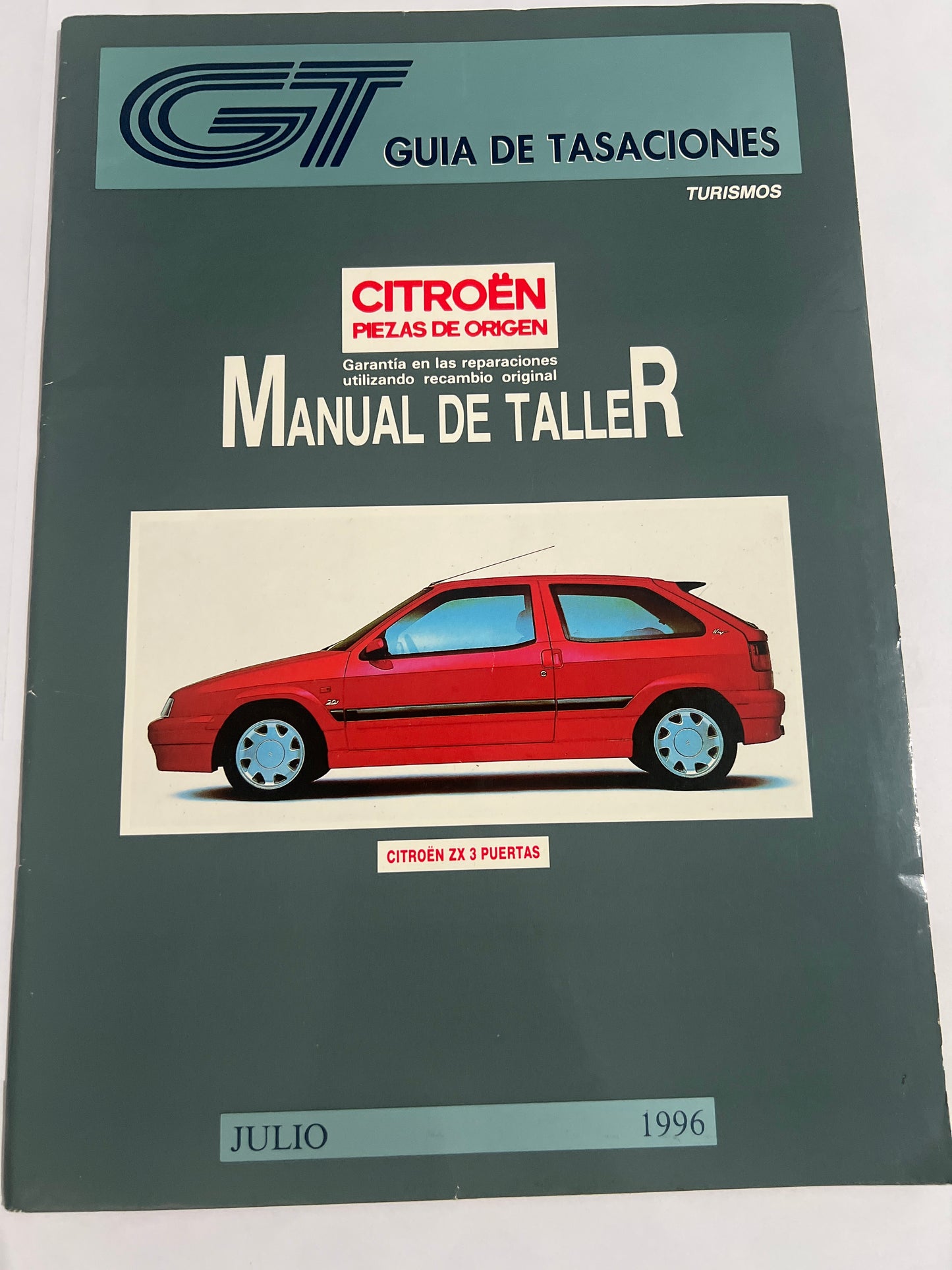 Guía de tasaciones. Citröen ZX 3 puertas, manual de taller. Julio 1996.
