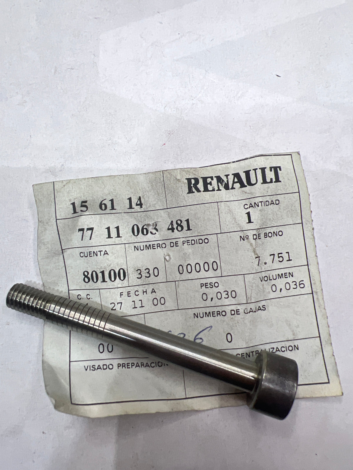 Tornillo de fijación Renault 7711063481
