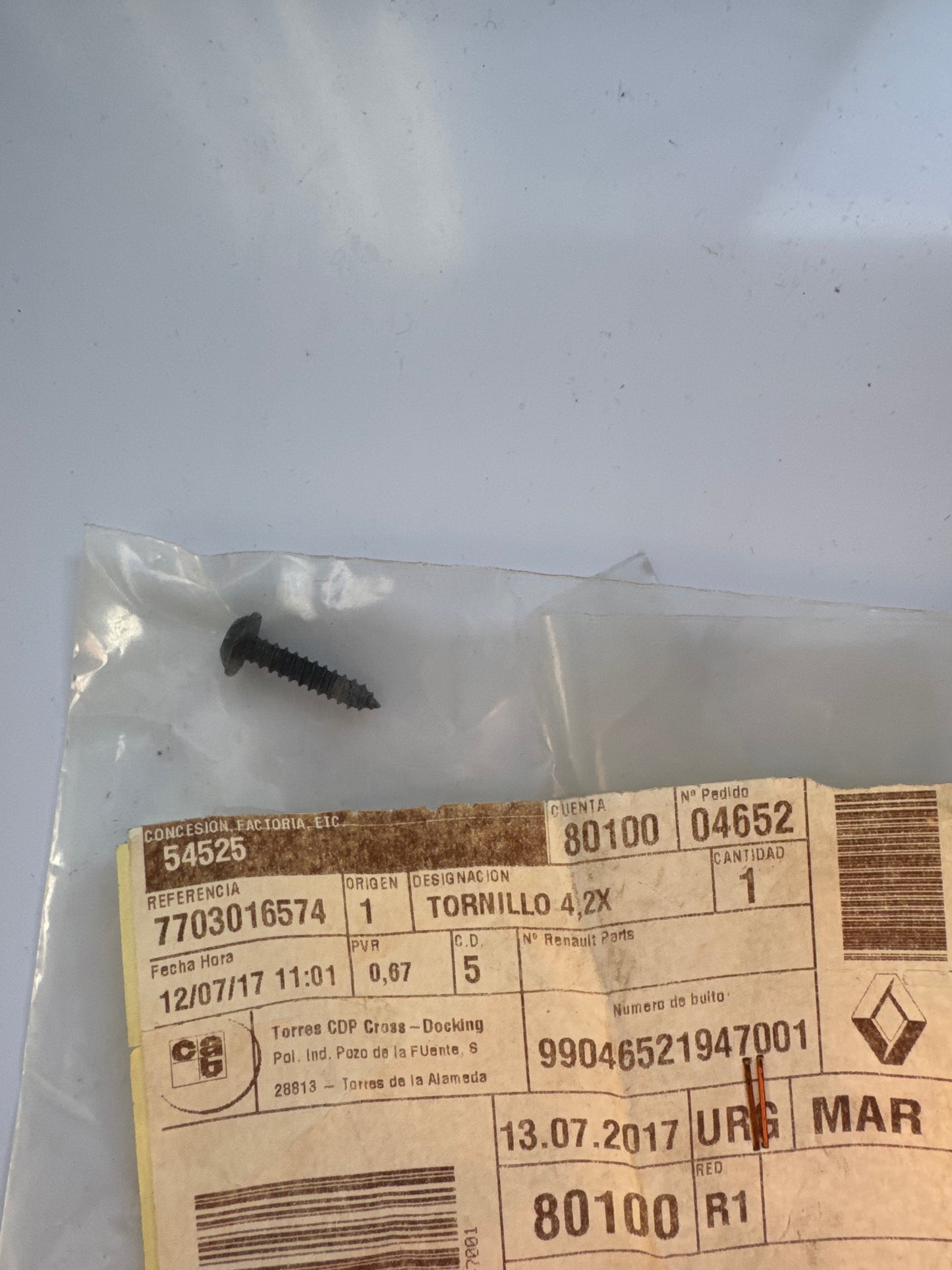 7703016574, TORNILLO, Renault