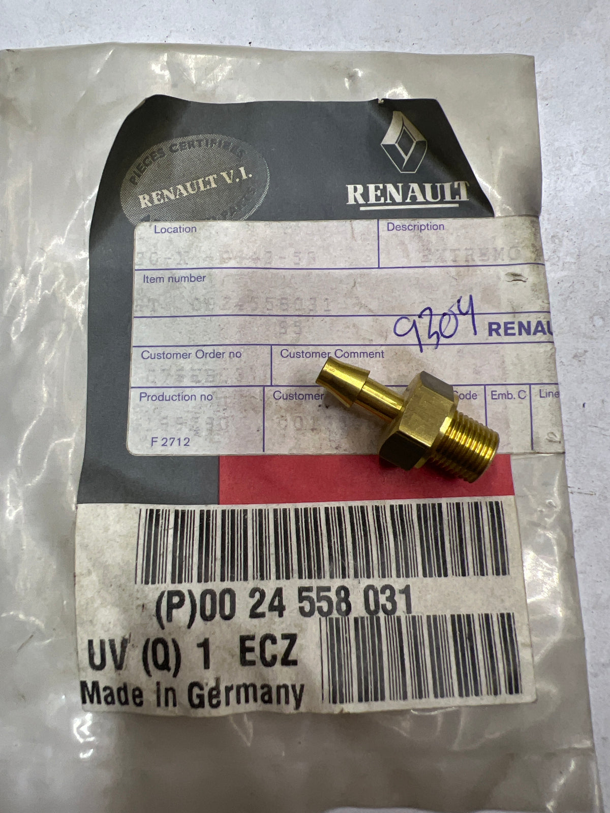 Racor roscado para tubo Renault 0024558031