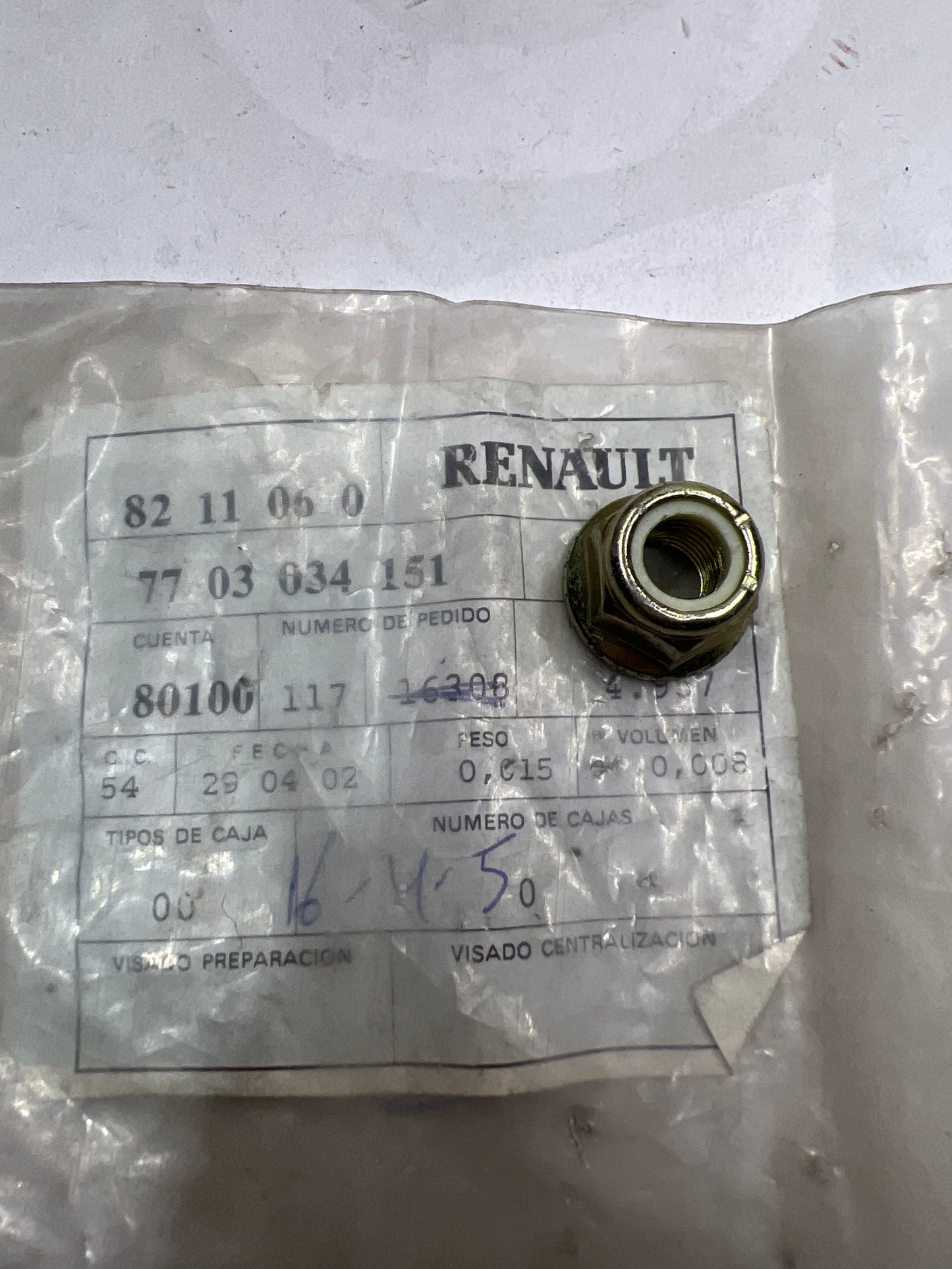 7703034151 TRC C/BASE M10X15 RENAULT