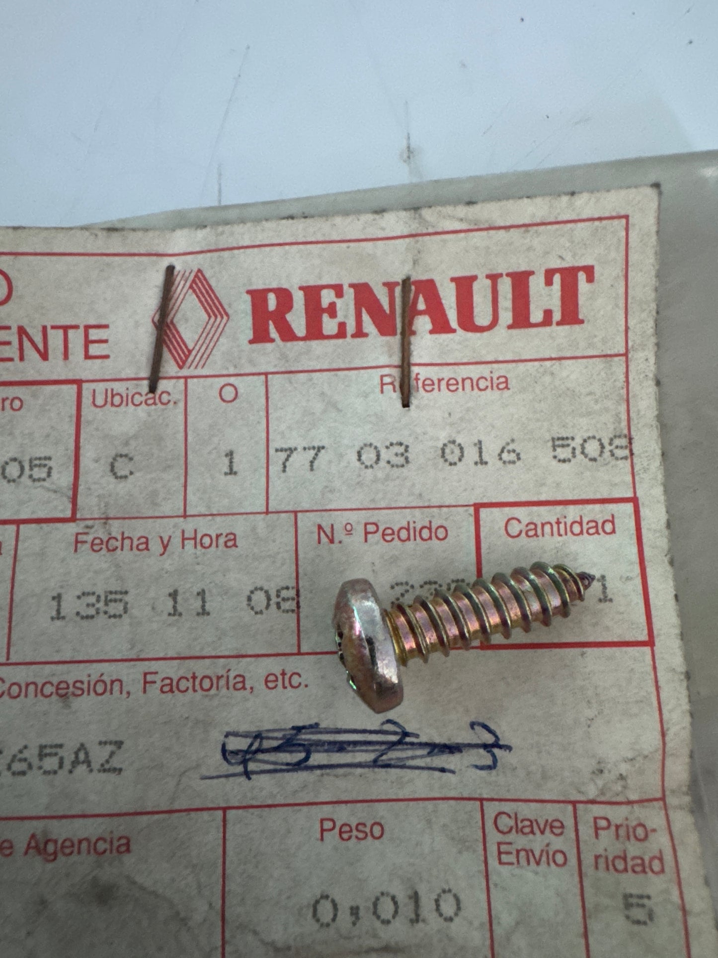7703016508, TORNILLO, Renault