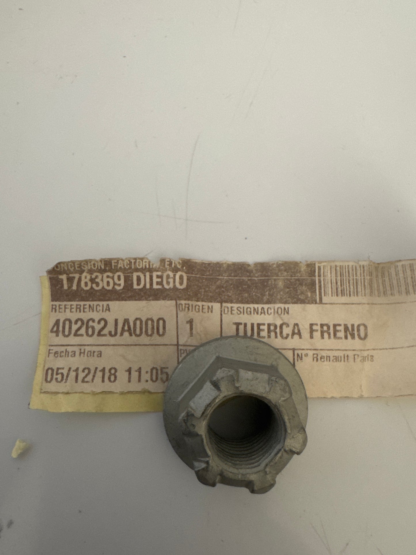 40261JA000, TUERCA FRENO, Renault