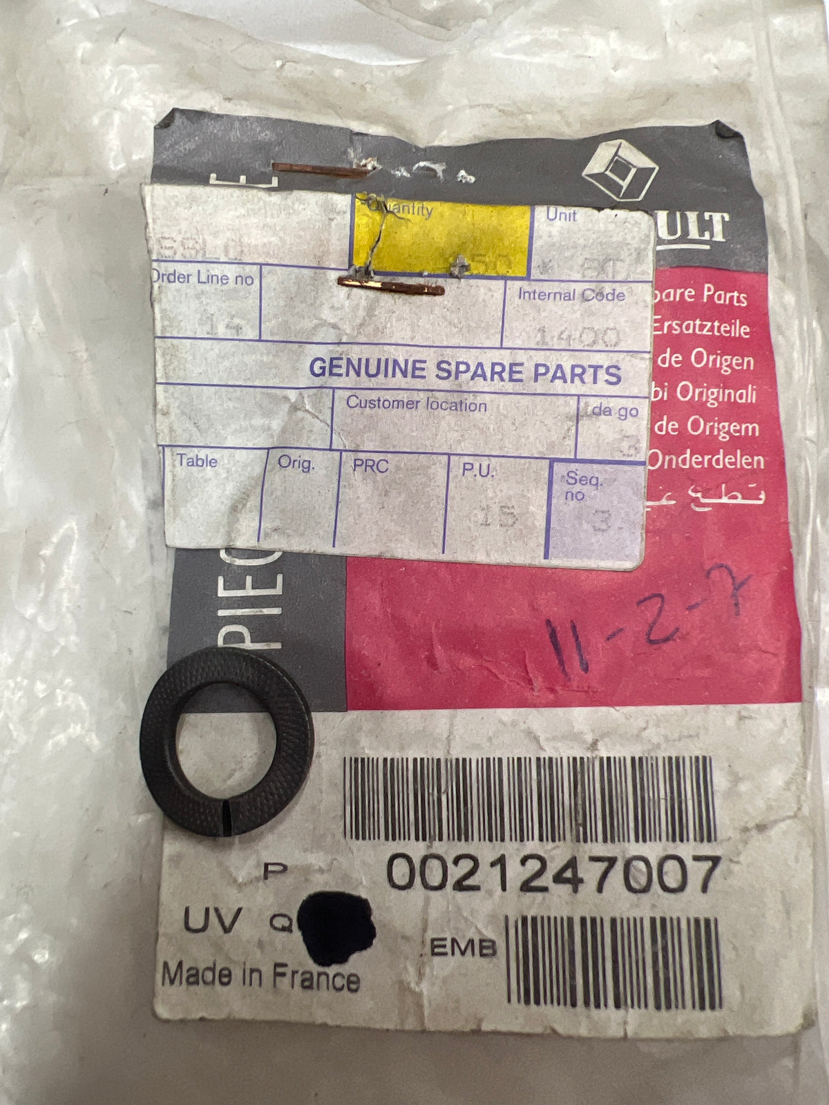 Arandela de seguridad Renault 0021247007