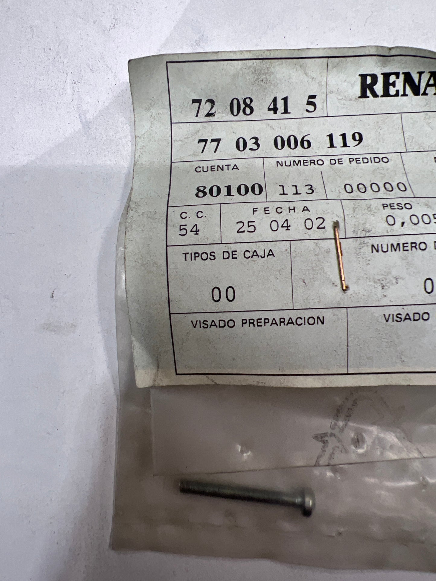 7703006119 TORNILLO 3X050X25 RENAULT
