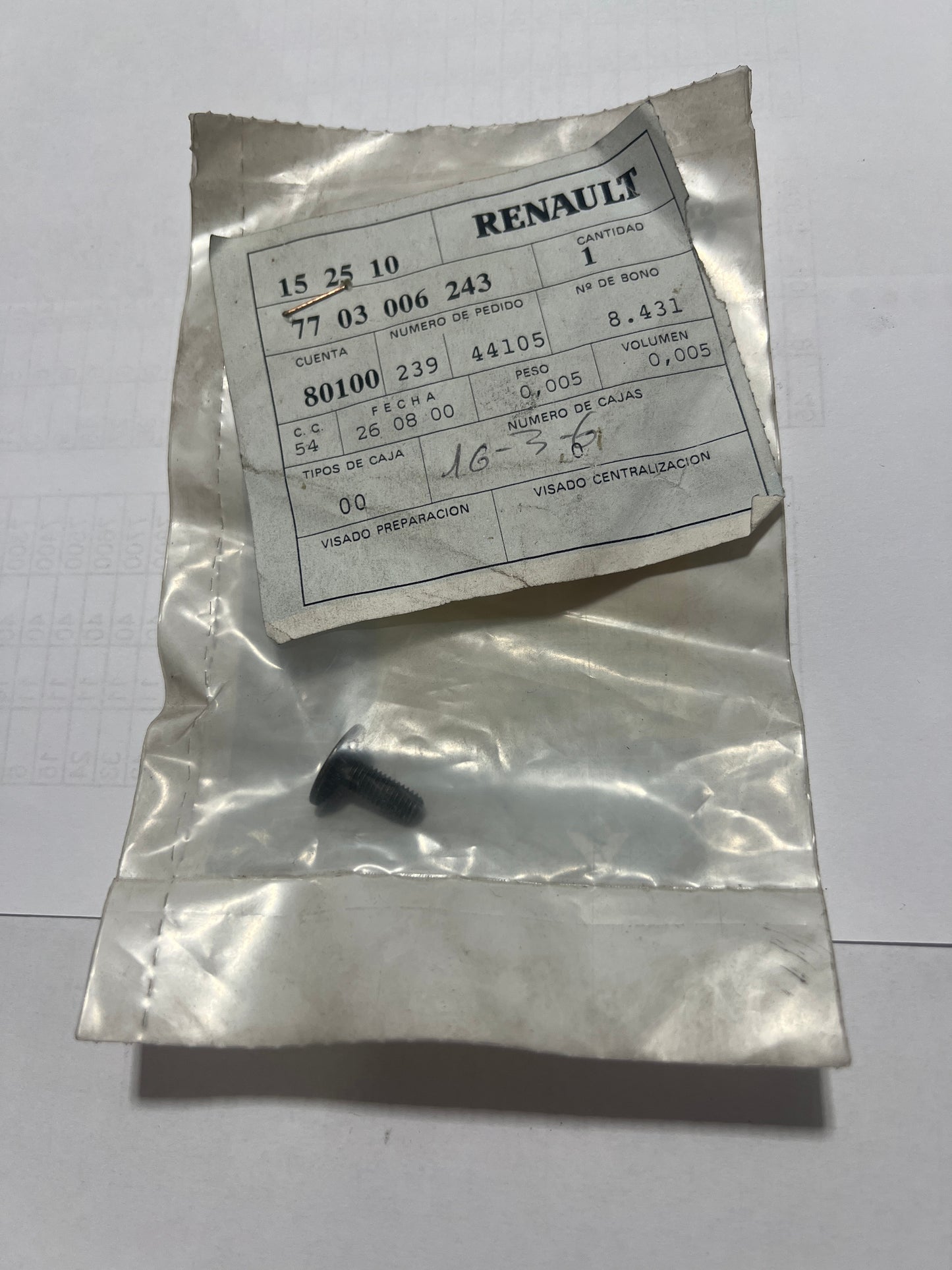 7703006243 - TORNILLO M5-13,5 - Renault
