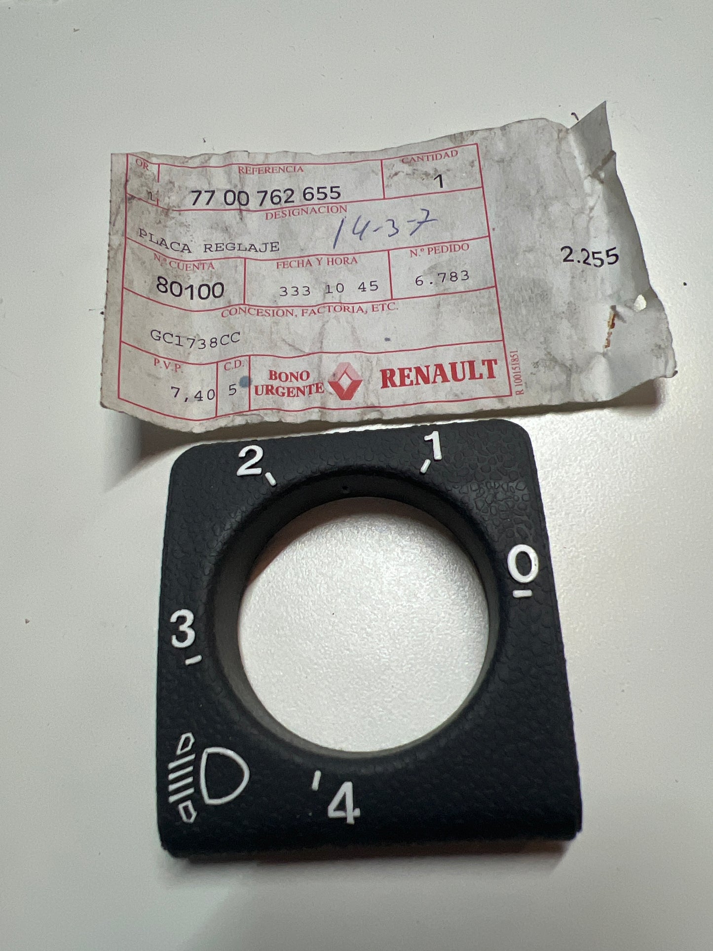 7700762655 Renault PLACA REGLAJE