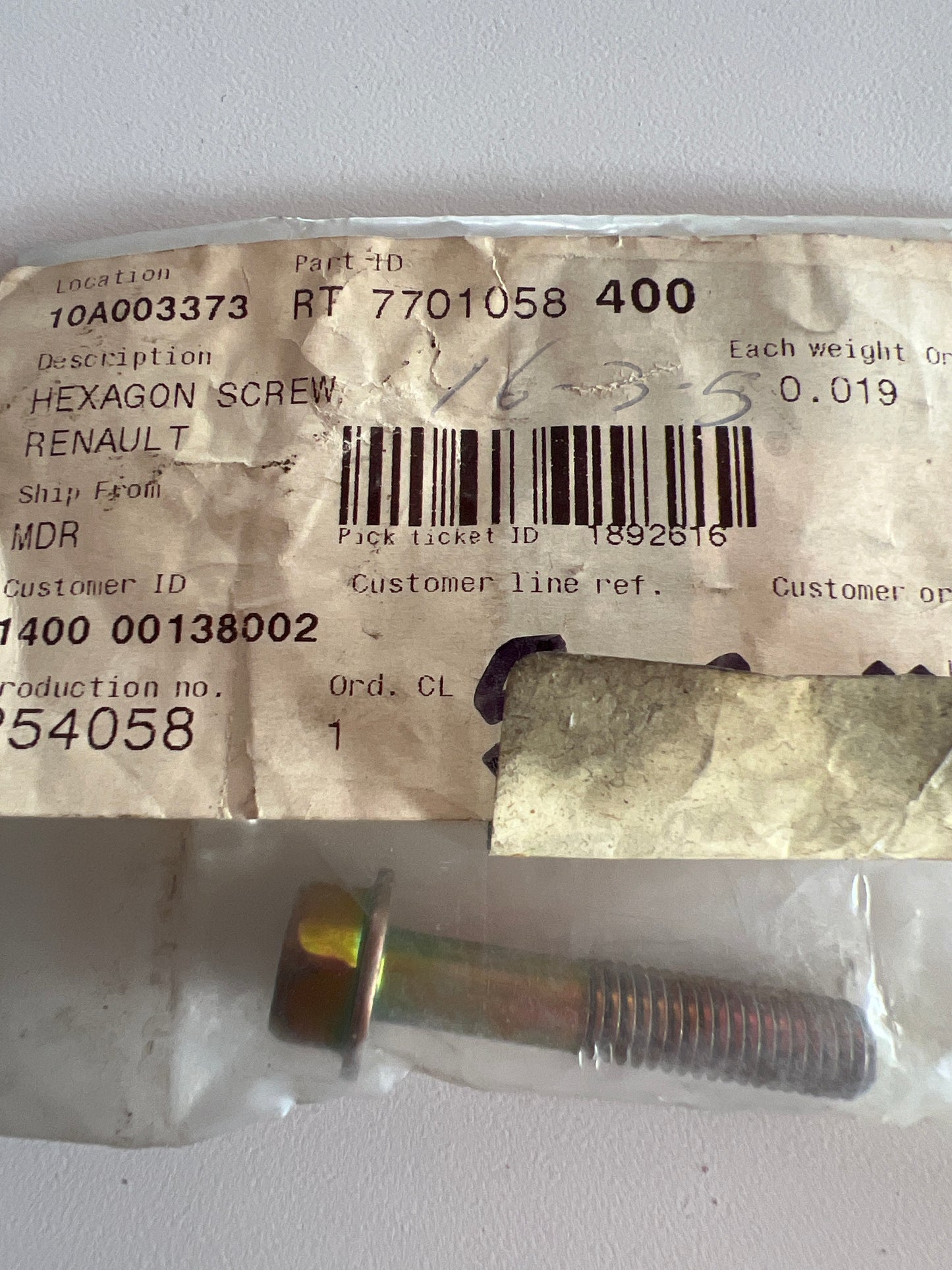 7701058400 - TORNILLO - Renault