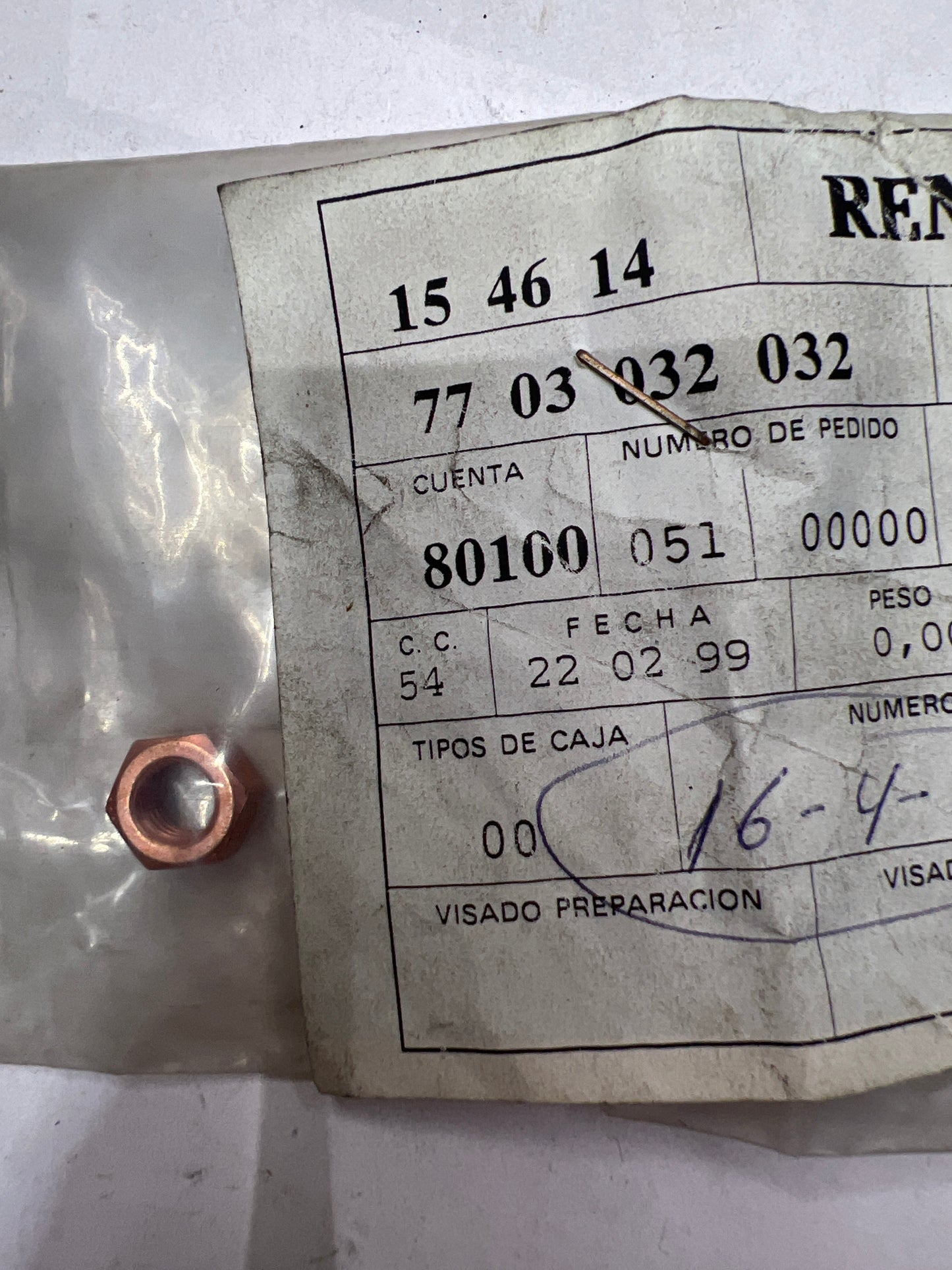7703032032 TUERCA RENAULT