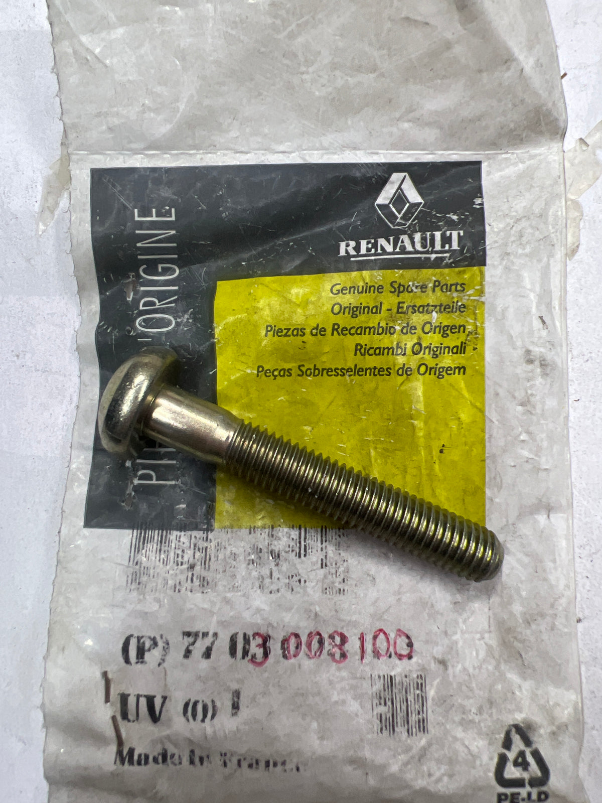Tornillo de fijación Renault 7703008100