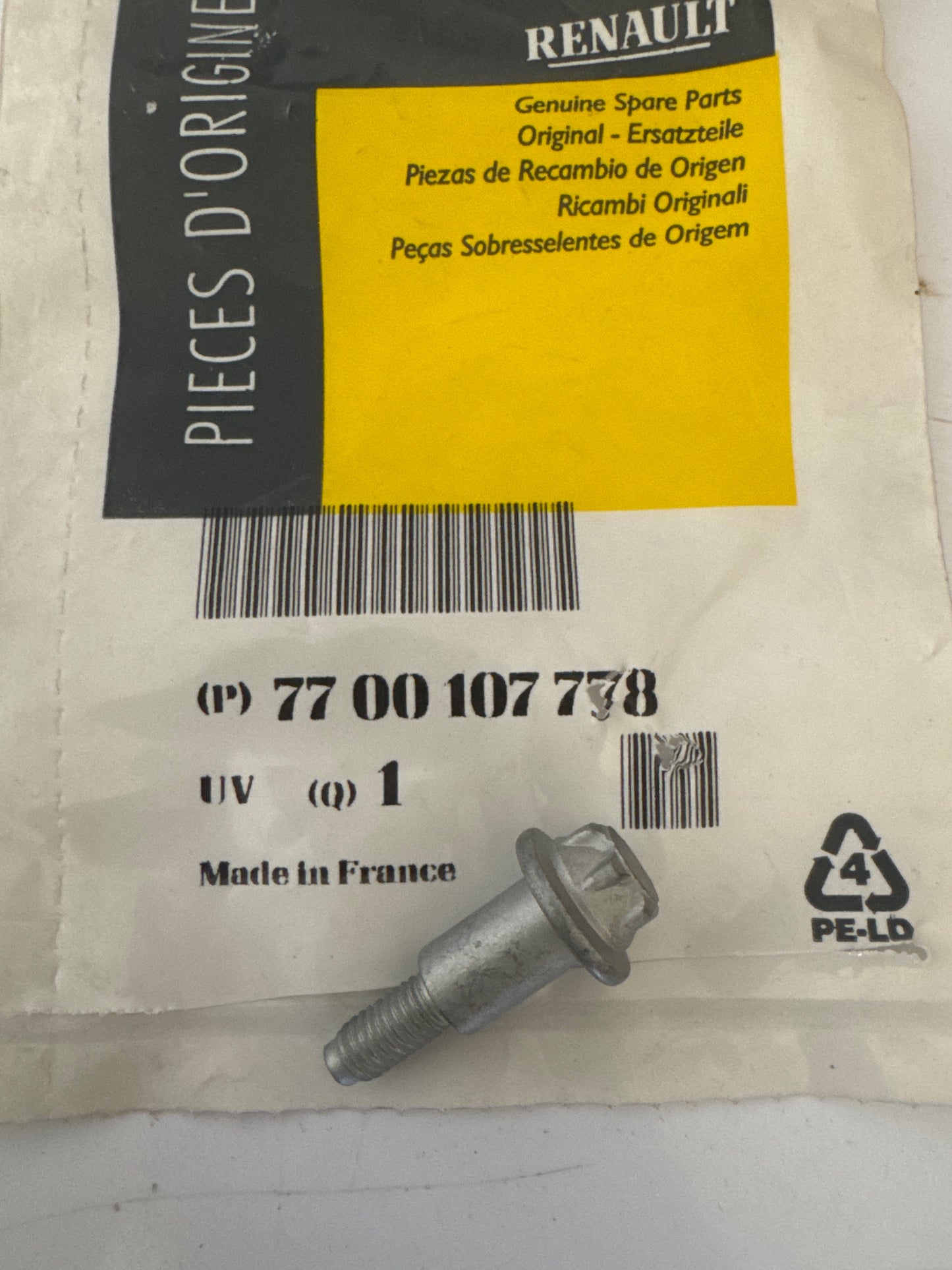 7700107778, TORNILLO FIJAC., Renault