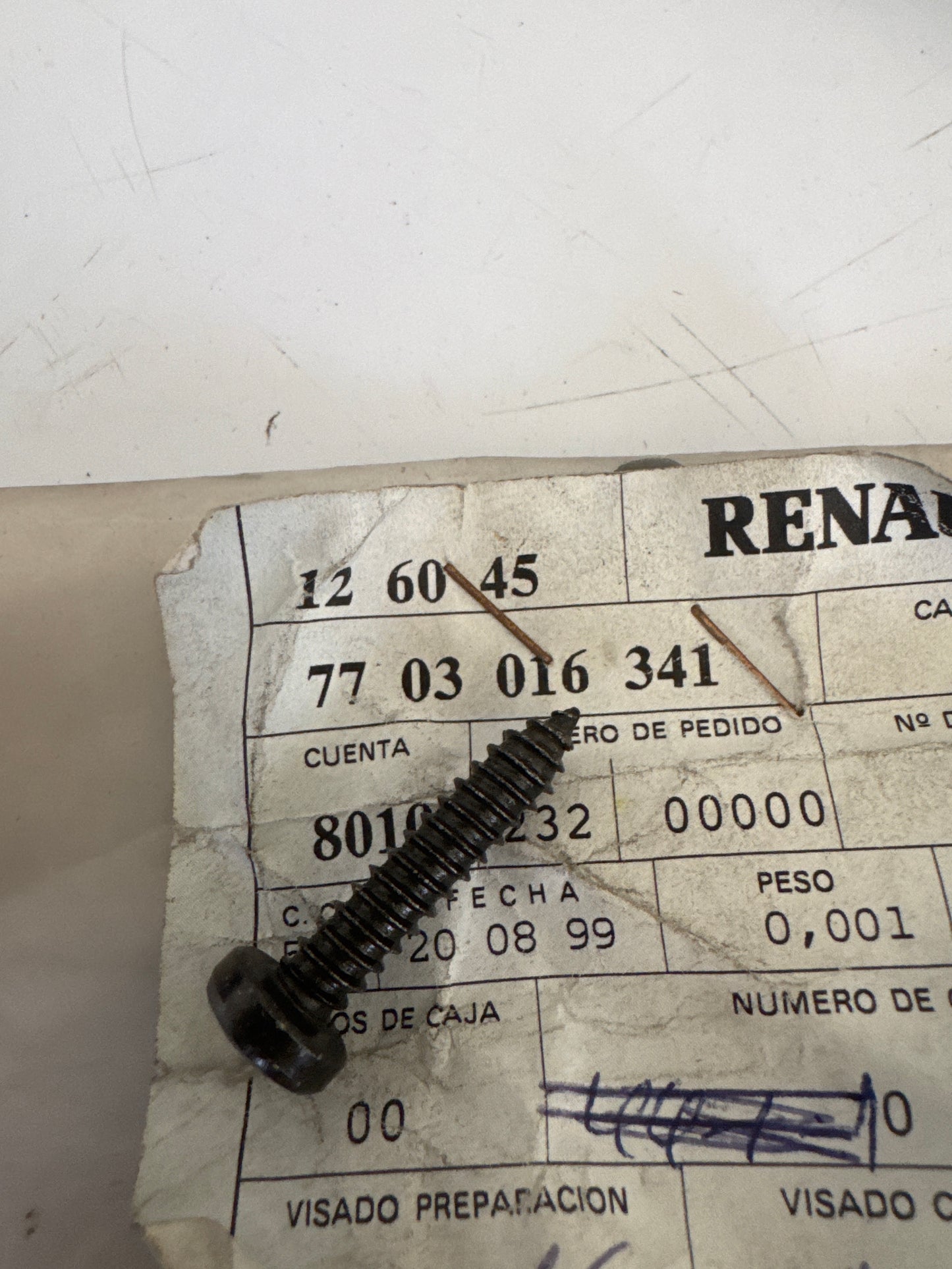 7703016341, TORNILLO, Renault