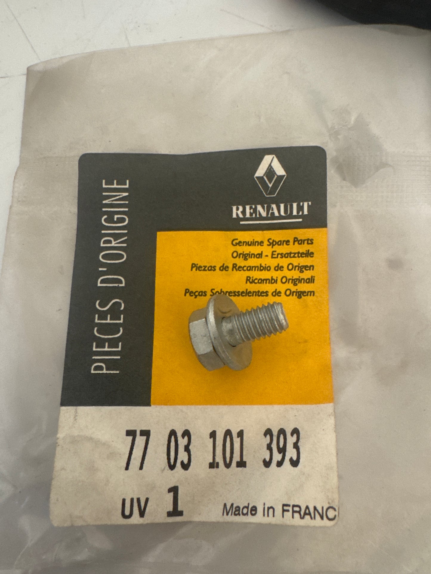 7703101393, TORNILLO M6, Renault